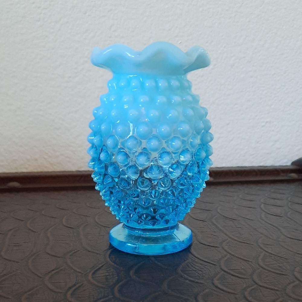 Blue Hobnail Glass Vase